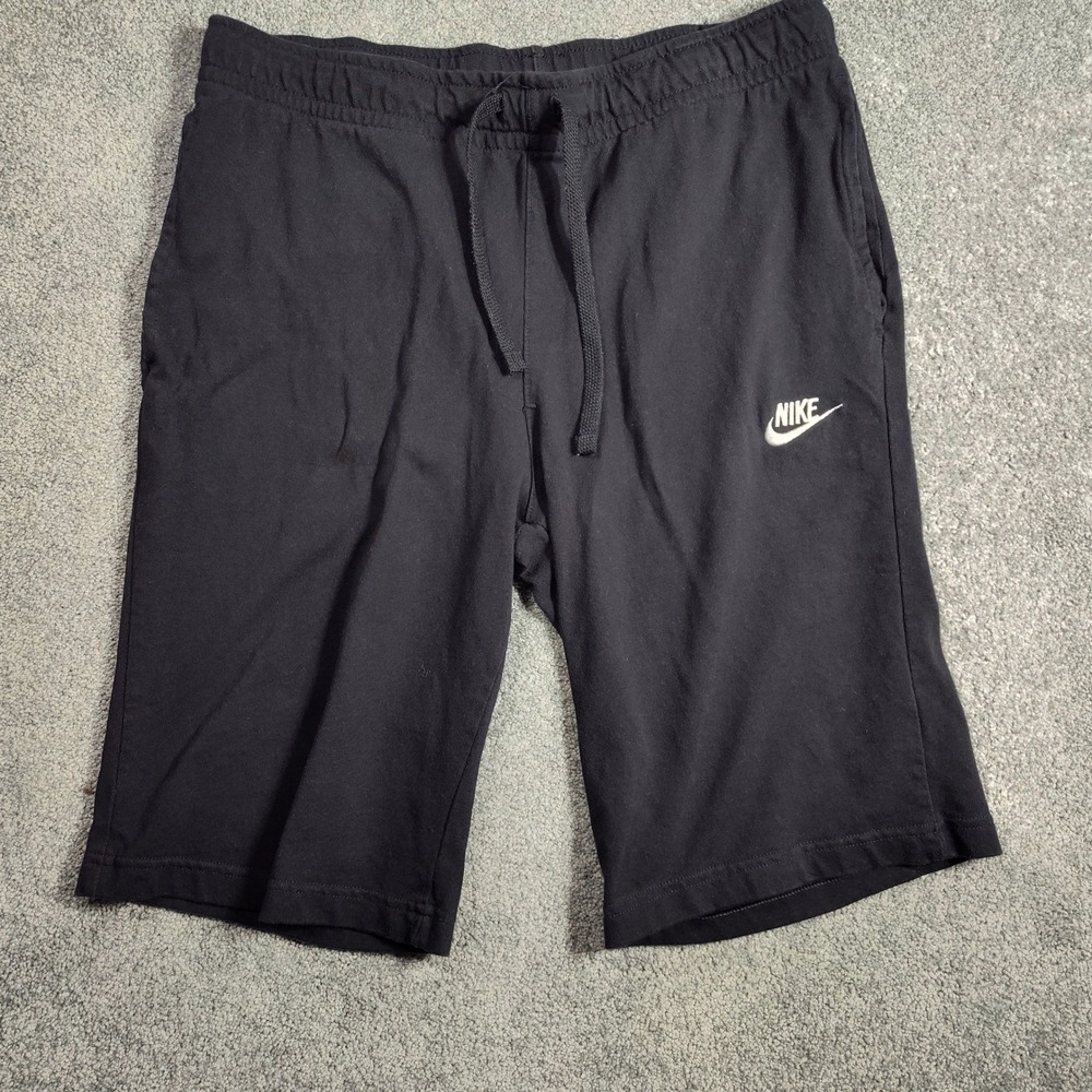 Nike Shorts Men's M Black Club Jersey Cotton Drawstring Casual Athletic